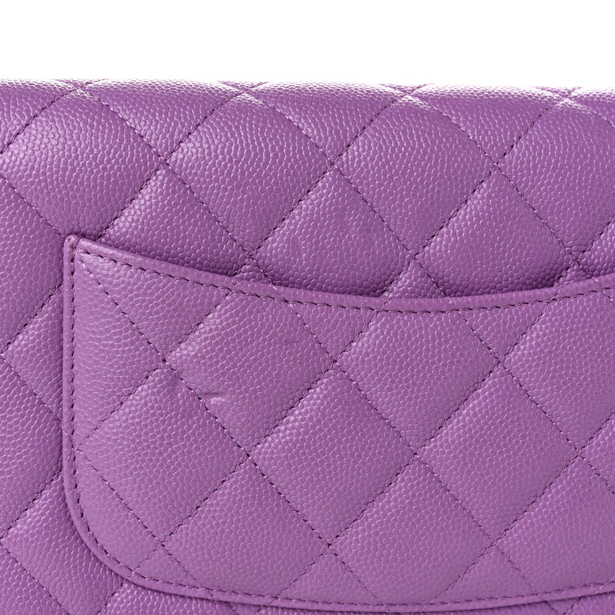 Quilted Caviar Wallet Bag - Purple