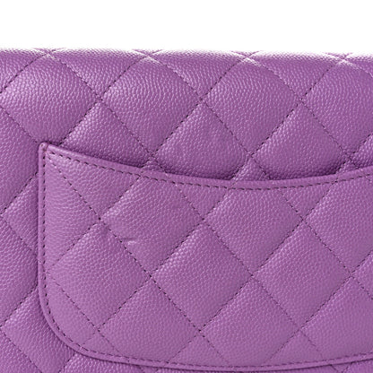 Quilted Caviar Wallet Bag - Purple