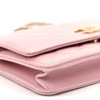 Quilted Caviar Wallet Bag - Pink