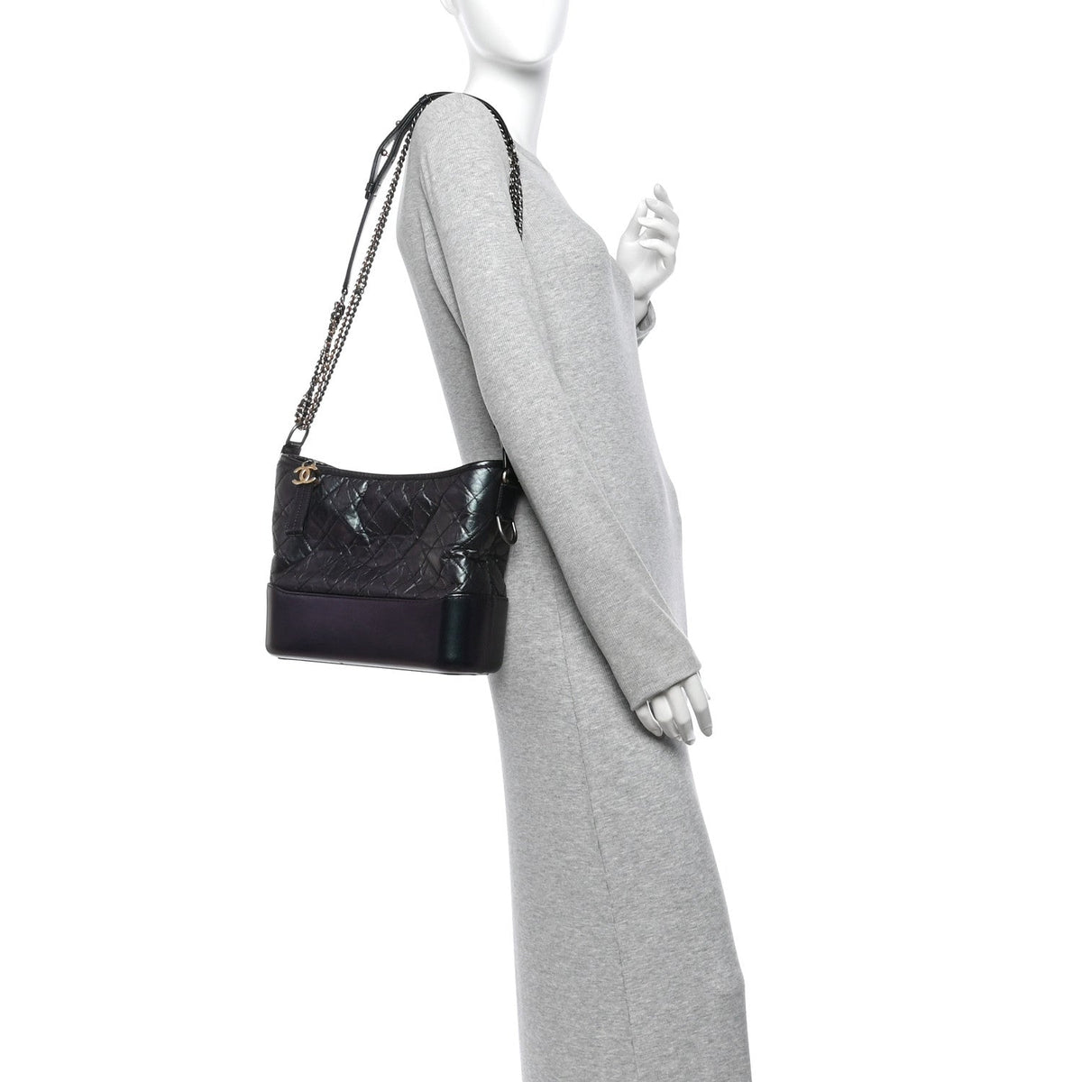 Medium Quilted Calfskin Hobo Bag - Black