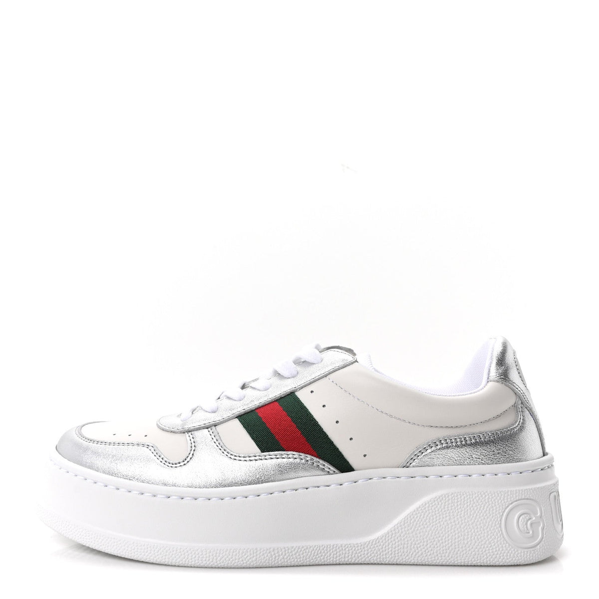 Metallic Nappa Web Chunky Sneakers Silver