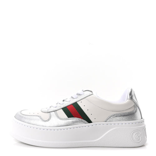 Metallic Nappa Web Chunky Sneakers Silver