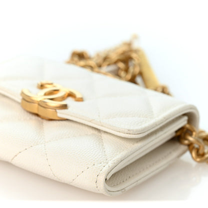 Quilted Caviar Clutch Bag - White