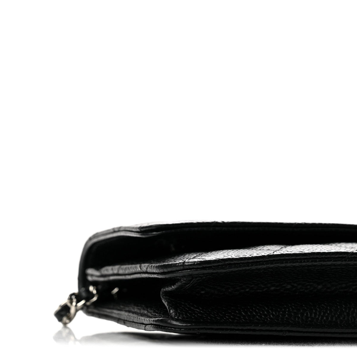 Quilted Caviar Wallet Bag - Black