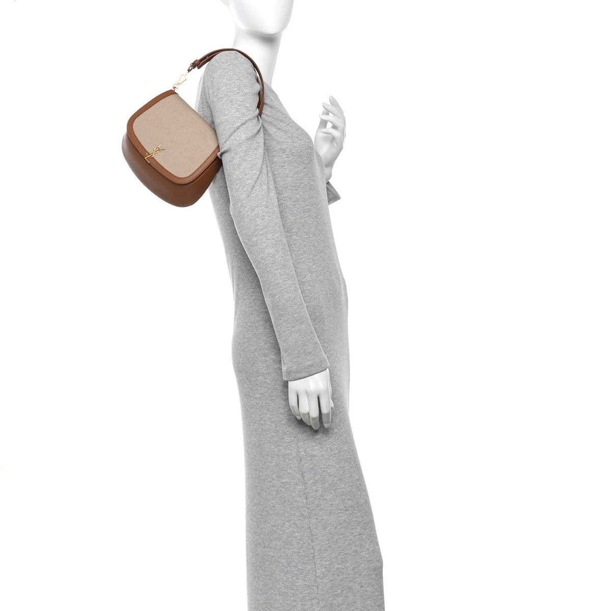Mini Calfskin Canvas Handbag - Natural