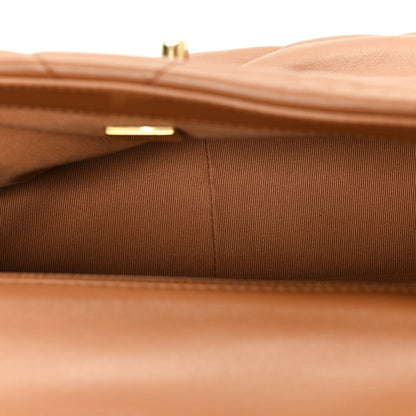 Medium Quilted Lambskin Flap Shoulder Bag - Brown