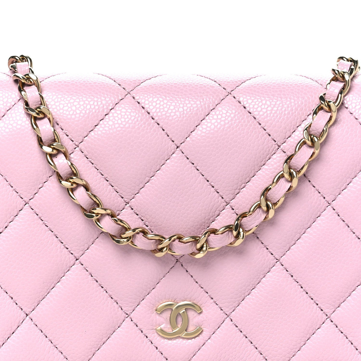 Quilted Caviar Wallet Bag - Pink