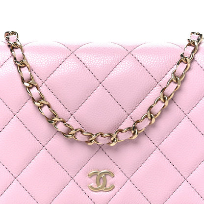 Quilted Caviar Wallet Bag - Pink