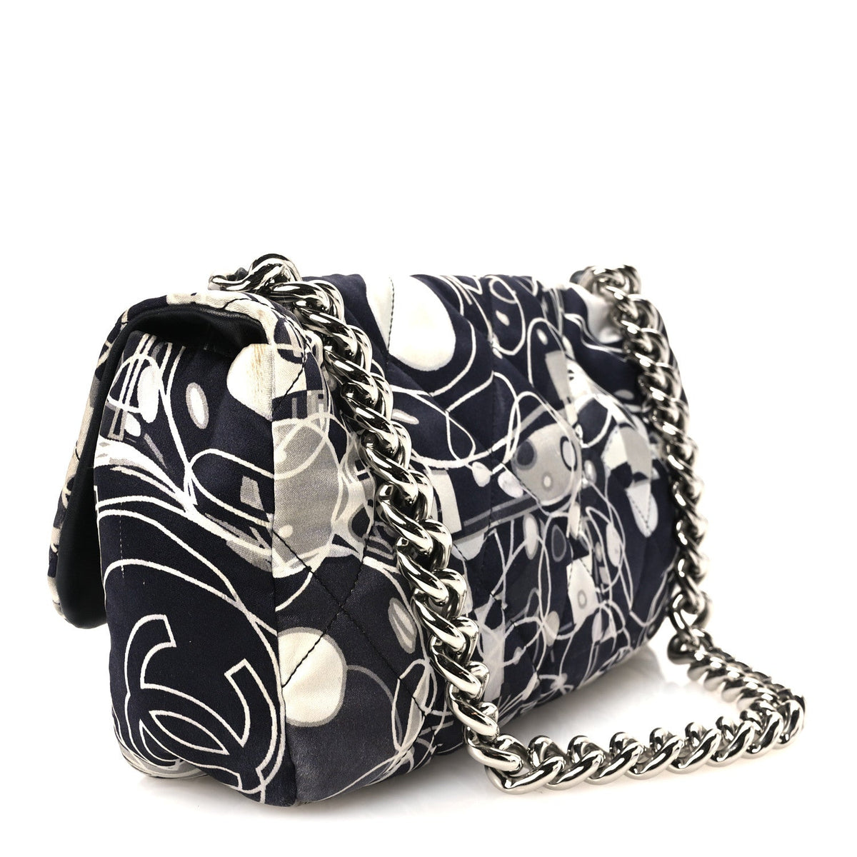 Medium Quilted Flap Shoulder Bag - Black
