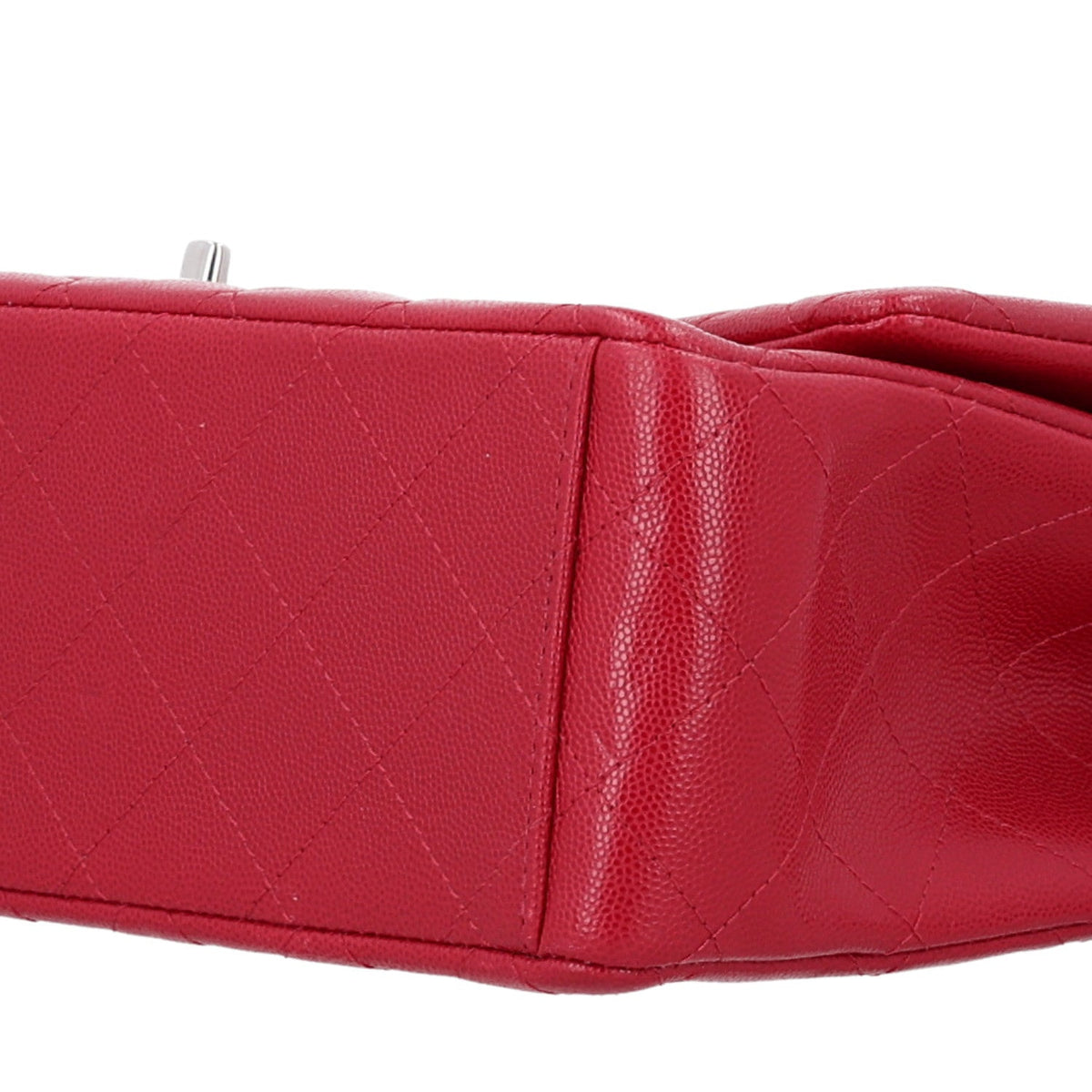 Maxi Quilted Caviar Flap Shoulder Bag - Red