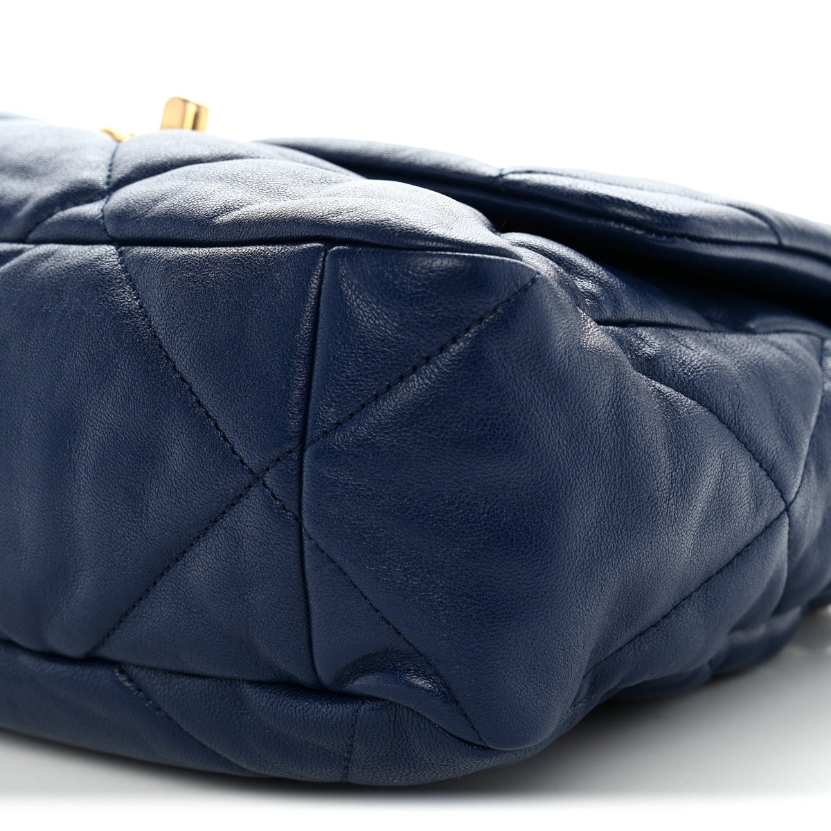 Large Quilted Goatskin Flap Shoulder Bag - Blue