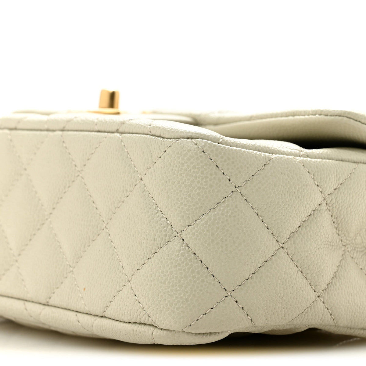 Small Quilted Caviar Flap Shoulder Bag - Grey