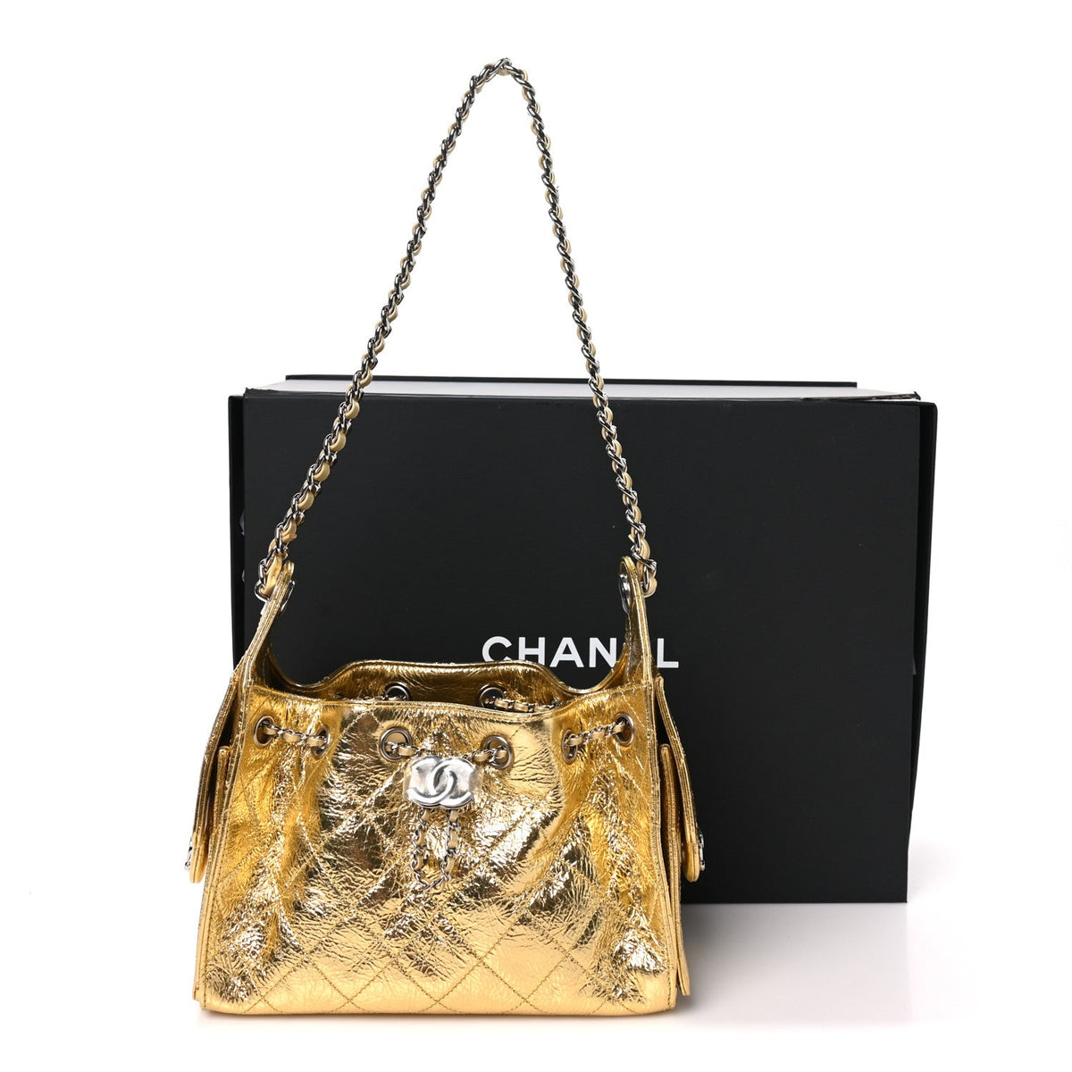 Mini Quilted Calfskin Handbag - Gold