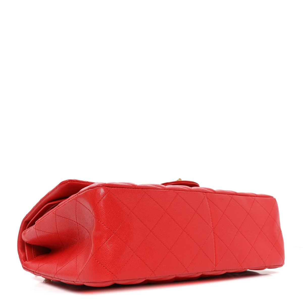 Quilted Caviar Flap Shoulder Bag - Red