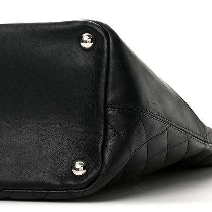 Large Quilted Calfskin Tote Bag - Black