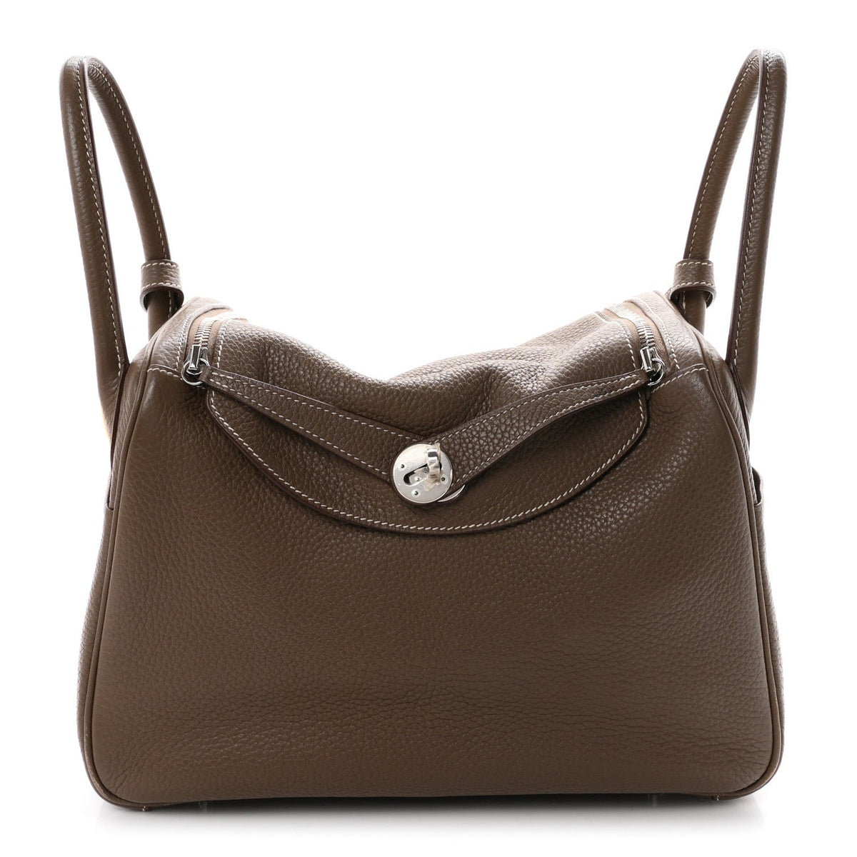 Taurillon Clemence Lindy 30 Etoupe Handbag