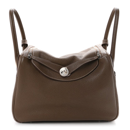 Taurillon Clemence Lindy 30 Etoupe Handbag