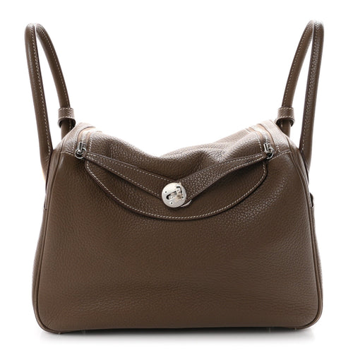 Taurillon Clemence Lindy 30 Etoupe Handbag