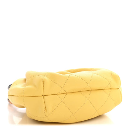 Mini Quilted Lambskin Pouch - Yellow