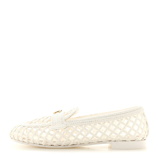 Braided Lambskin CC Mocassin Loafers White