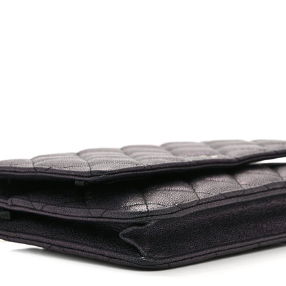 Quilted Caviar Wallet Bag - Blue