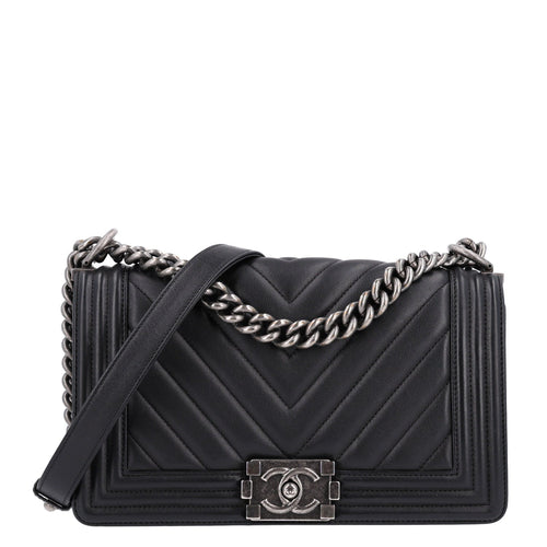 Medium Quilted Lambskin Flap Shoulder Bag - Black