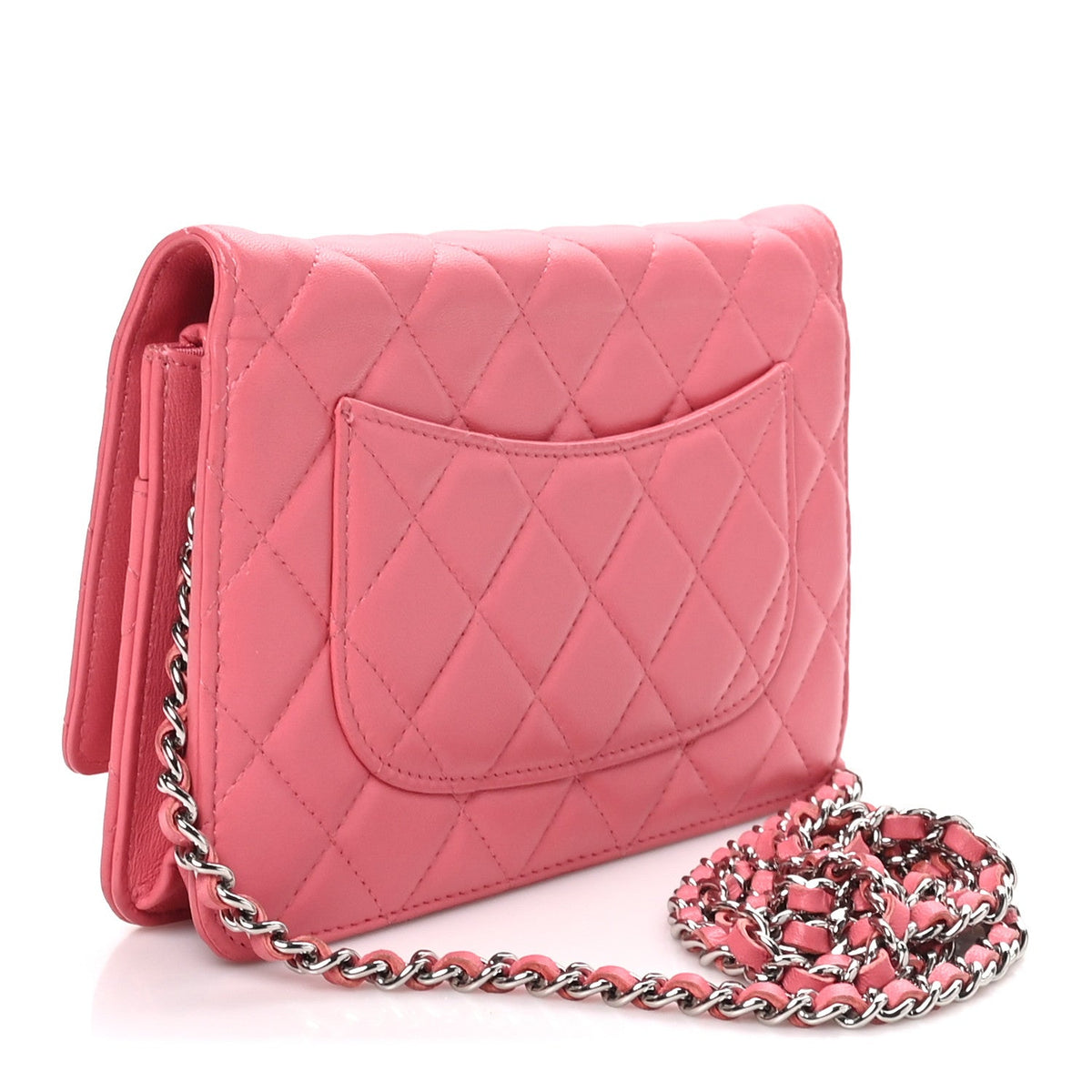 Quilted Lambskin Wallet Bag - Pink