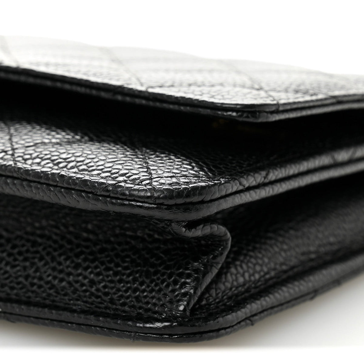 Quilted Caviar Wallet Bag - Black