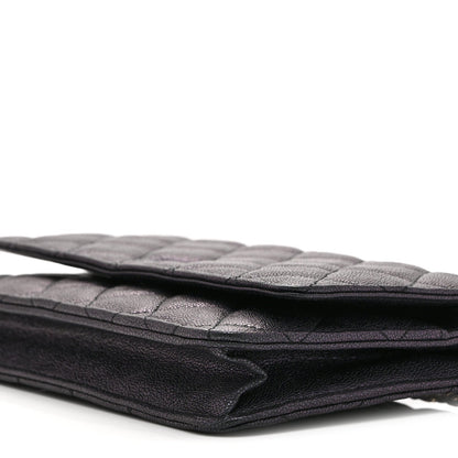 Quilted Caviar Wallet Bag - Blue