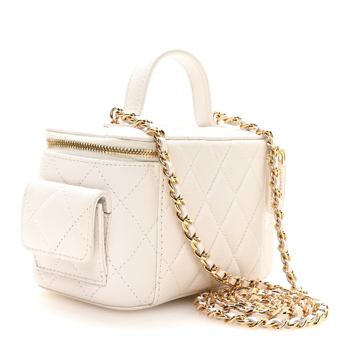 Quilted Caviar Handbag - White