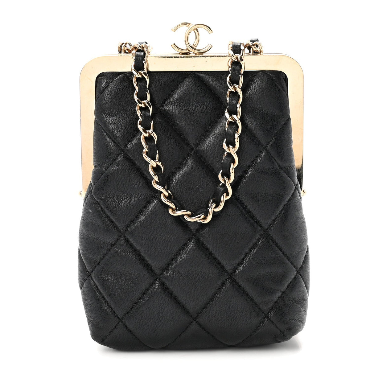 Quilted Lambskin Clutch Bag - Black