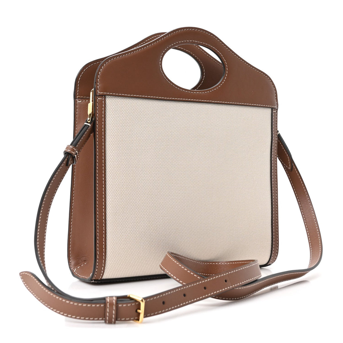 Mini Calfskin Canvas Handbag - Natural