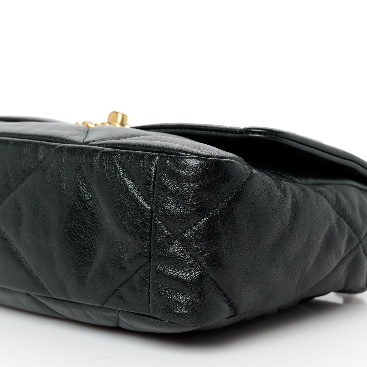Medium Quilted Goatskin Flap Shoulder Bag - Black