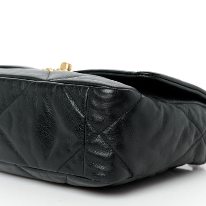 Medium Quilted Goatskin Flap Shoulder Bag - Black