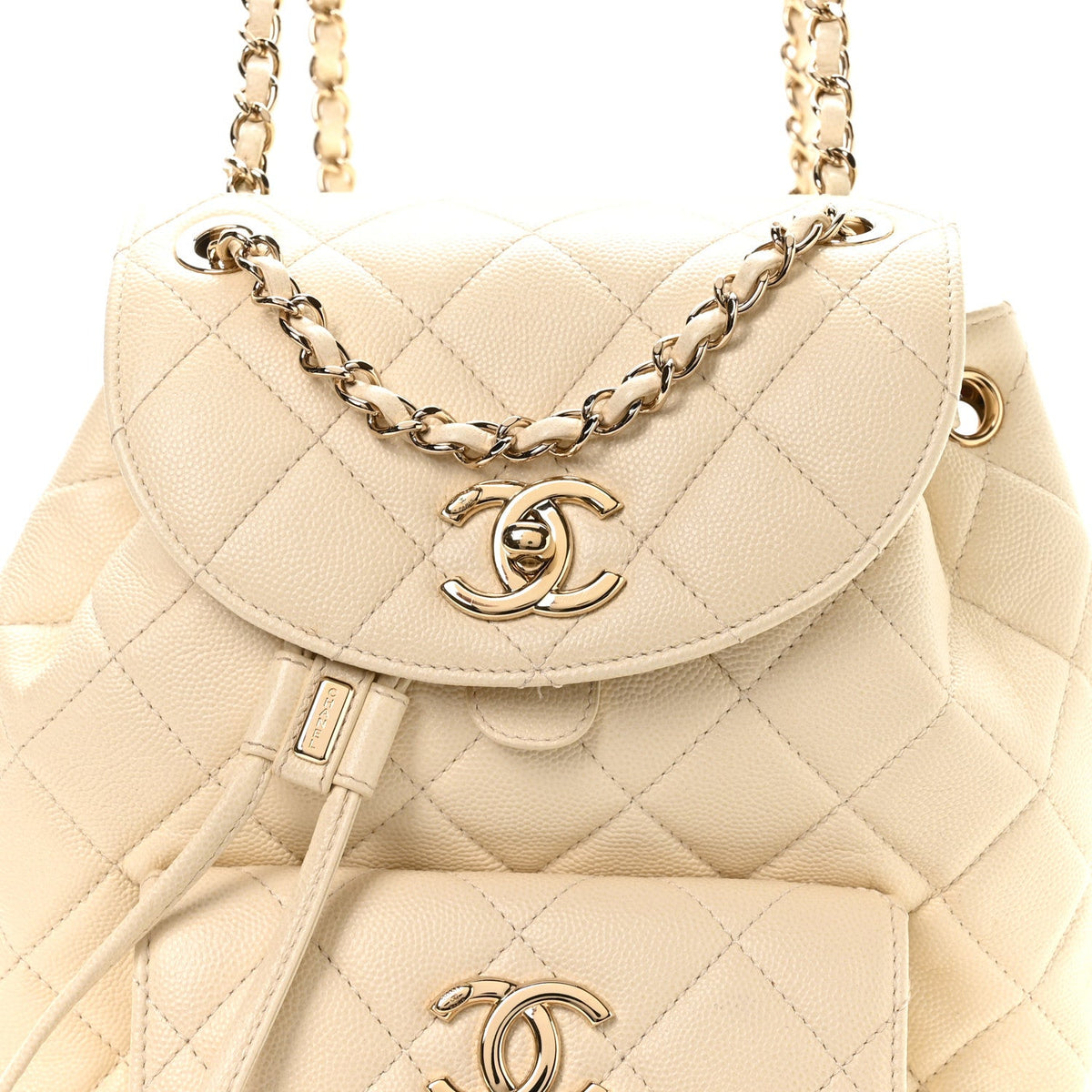 Quilted Caviar Backpack - White