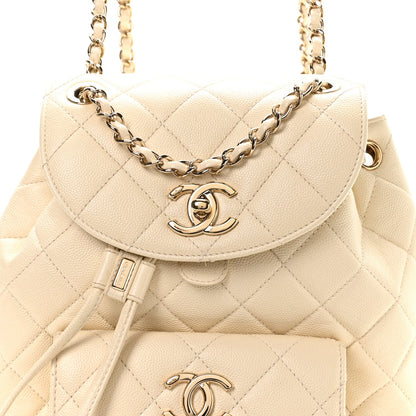 Quilted Caviar Backpack - White
