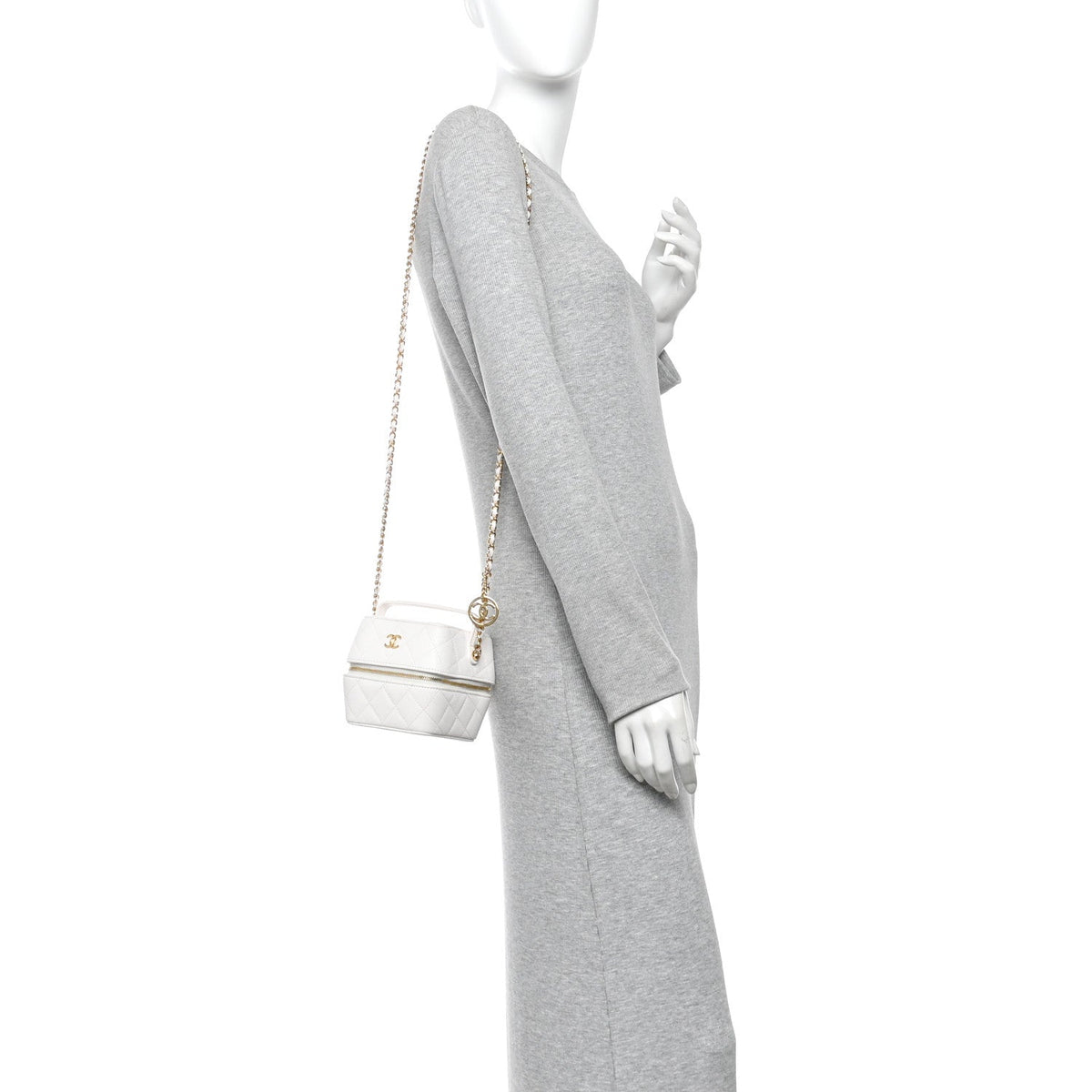 Quilted Caviar Handbag - White