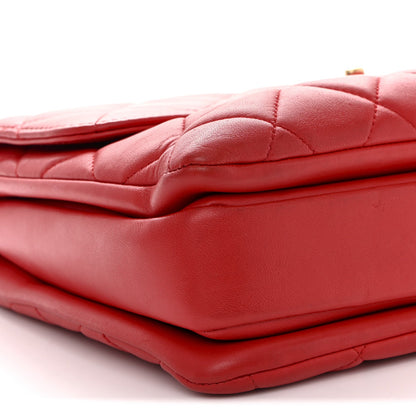 Medium Quilted Lambskin Flap Shoulder Bag - Red