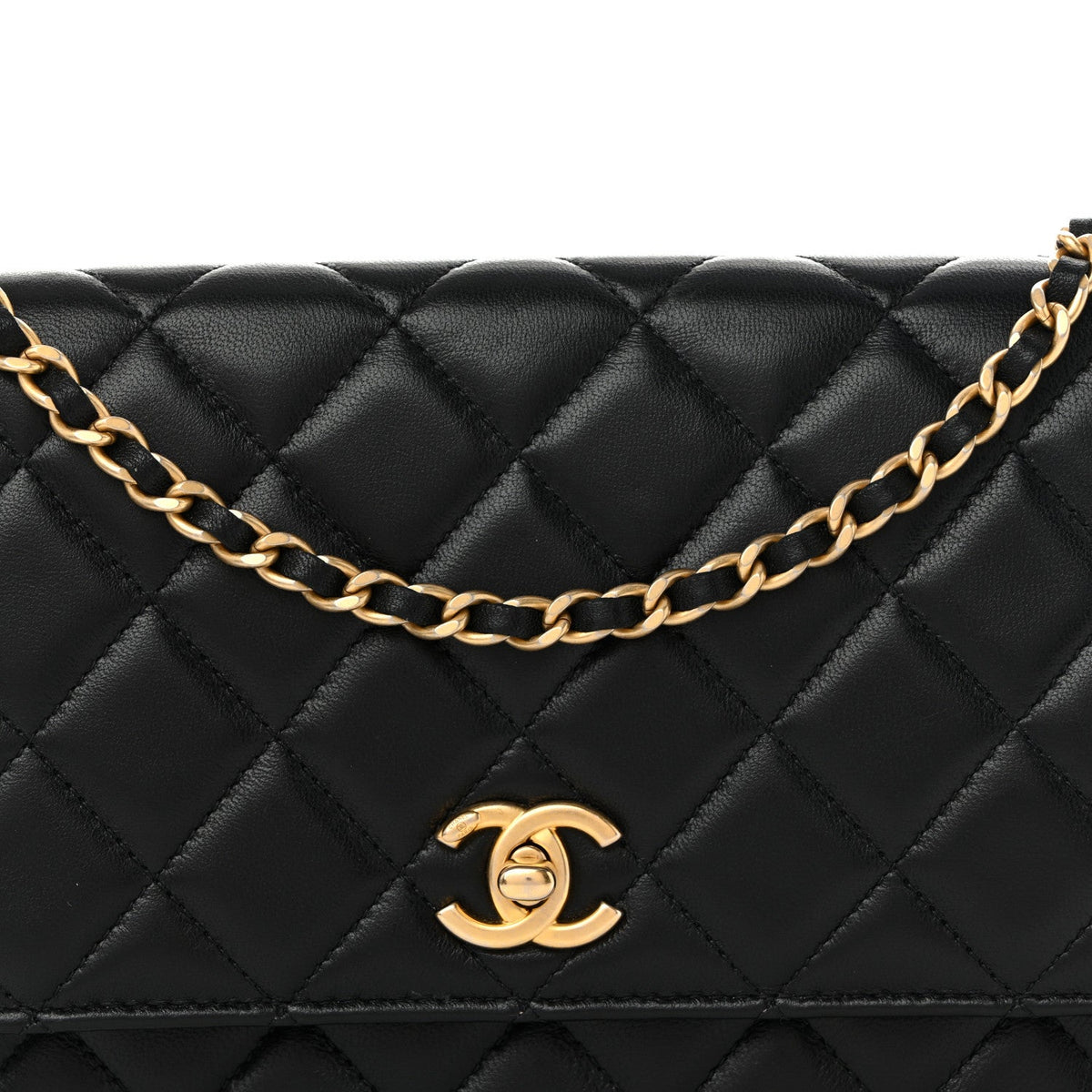 Quilted Lambskin Wallet Bag - Black