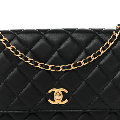 Quilted Lambskin Wallet Bag - Black