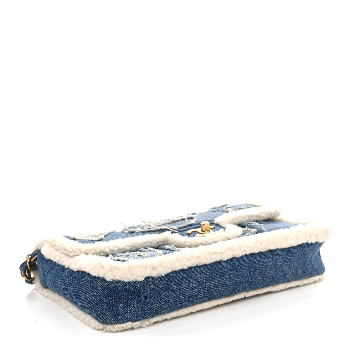 Shearling Flap Shoulder Bag - Blue