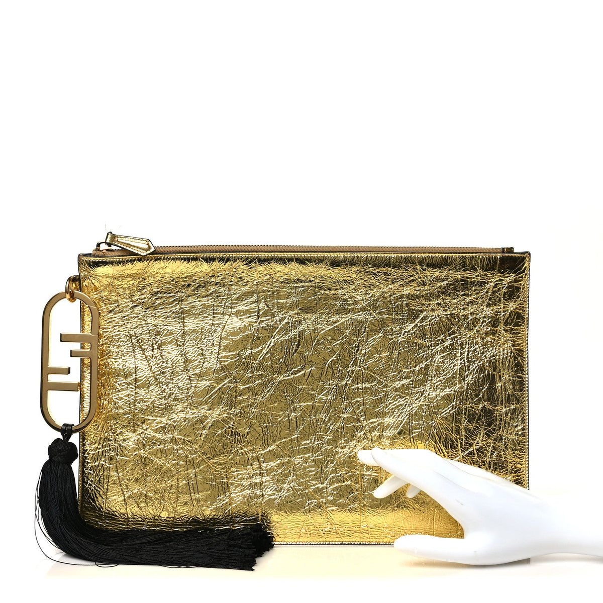 Large Lambskin Pouch - Gold