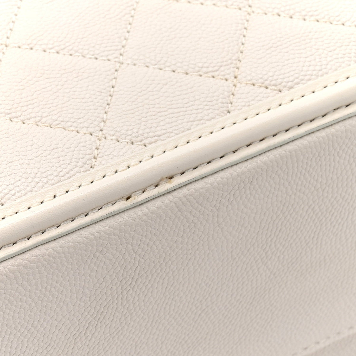 Large Quilted Caviar Handbag - White