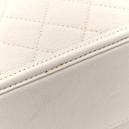 Large Quilted Caviar Handbag - White