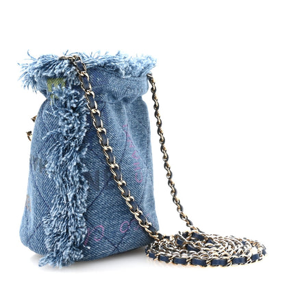 Mini Quilted Bucket Bag - Blue