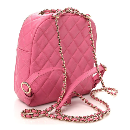 Small Quilted Caviar Backpack - Pink