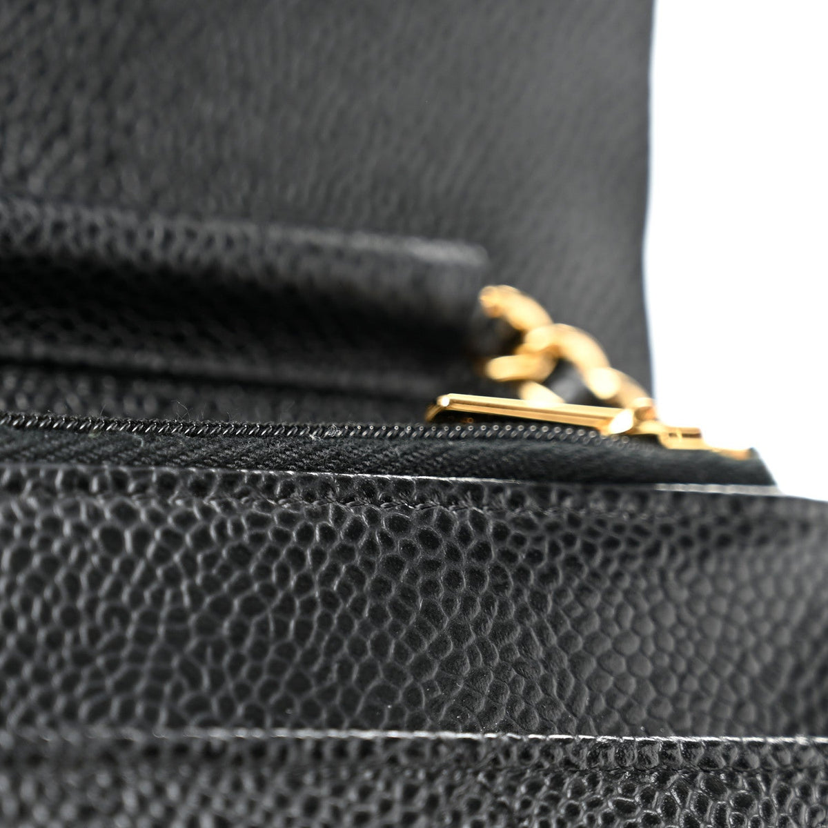 Quilted Caviar Wallet Bag - Black