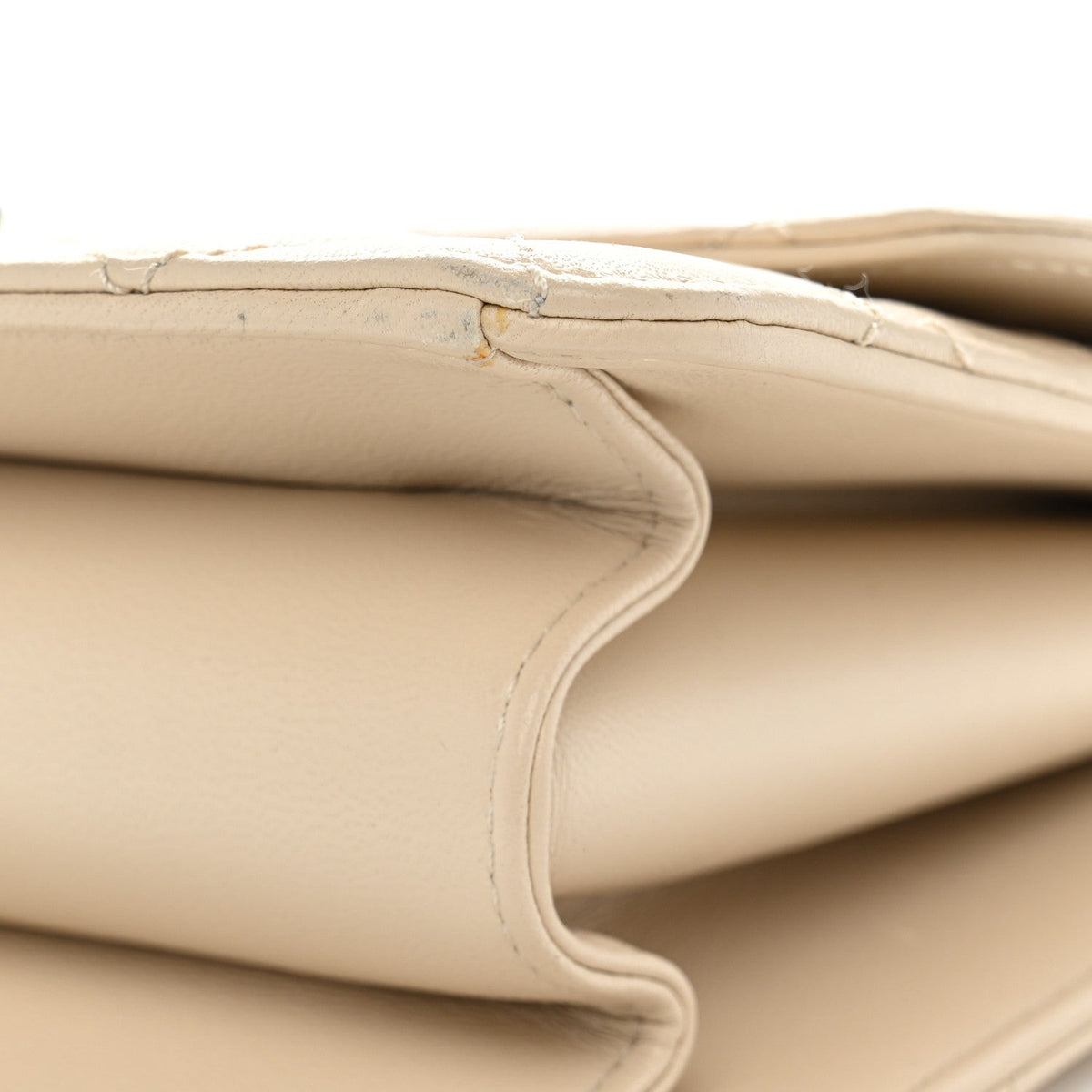 Large Quilted Sheepskin Flap Shoulder Bag - Beige