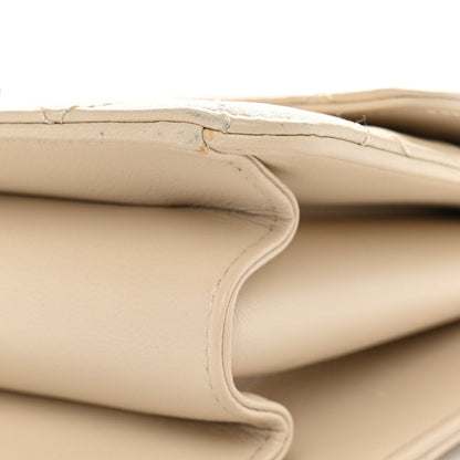 Large Quilted Sheepskin Flap Shoulder Bag - Beige