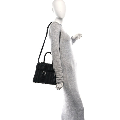 Calfskin Canvas Satchel Bag - Black